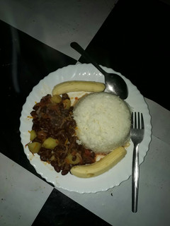A picture of Coconut rice with beans.