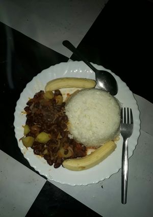 A picture of Coconut rice with beans.