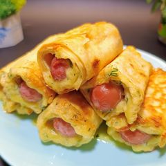 A picture of Juicy Sausage and Cheese Lavash Roll-Ups (Quick Snack).