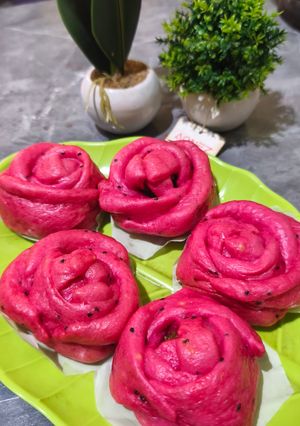 Foto resep Bakpao mawar buah naga
