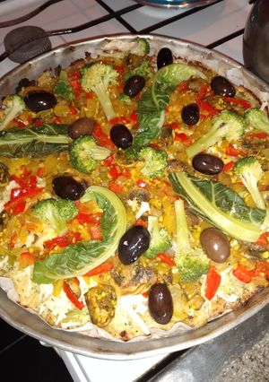 Una foto de Pizza de brócoli y coliflor 🥦