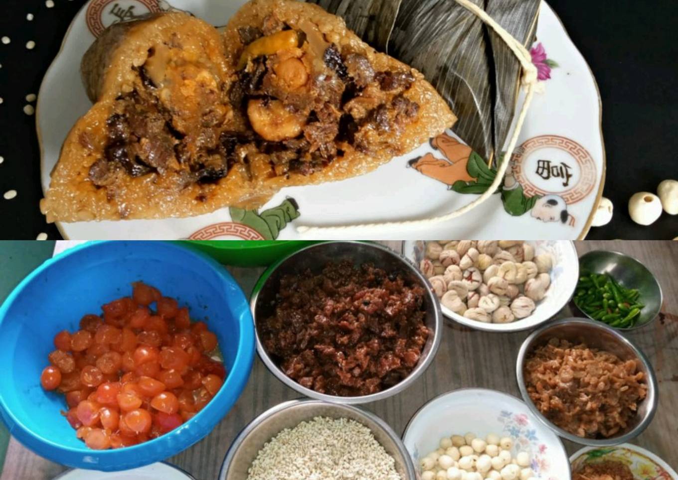 Bakcang (ketan dan isian lainnya) 3/4