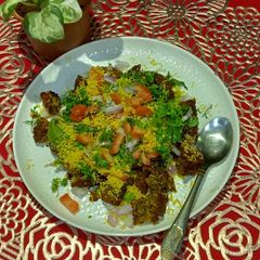 A picture of Leftover Kothimbir Vadi Chaat.