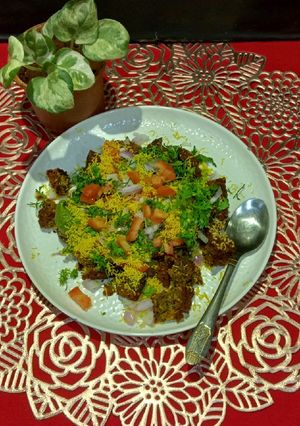 A picture of Leftover Kothimbir Vadi Chaat.