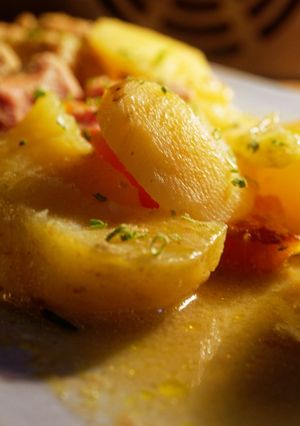 Une photo de Sauté de porc à l'orange et au cumin avec ses légumes au Cook Ex