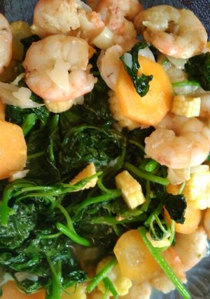 Foto resep Tumis bayam udang
