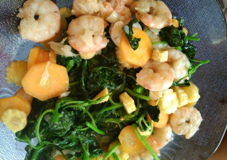 Resep Tumis bayam udang Lezat