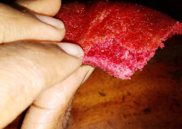 Fried red velvet donuts