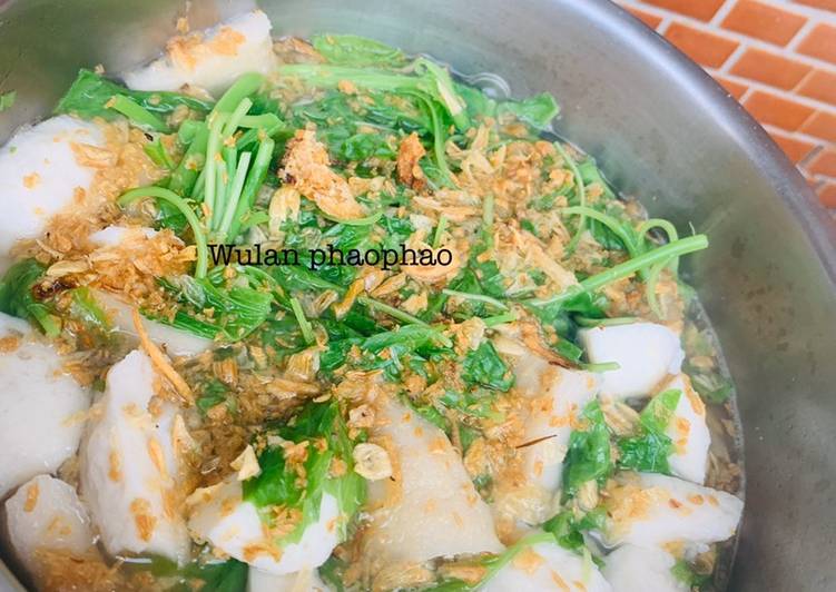 Rahasia Membuat Sayur bayam bakso ikan tempura, Enak