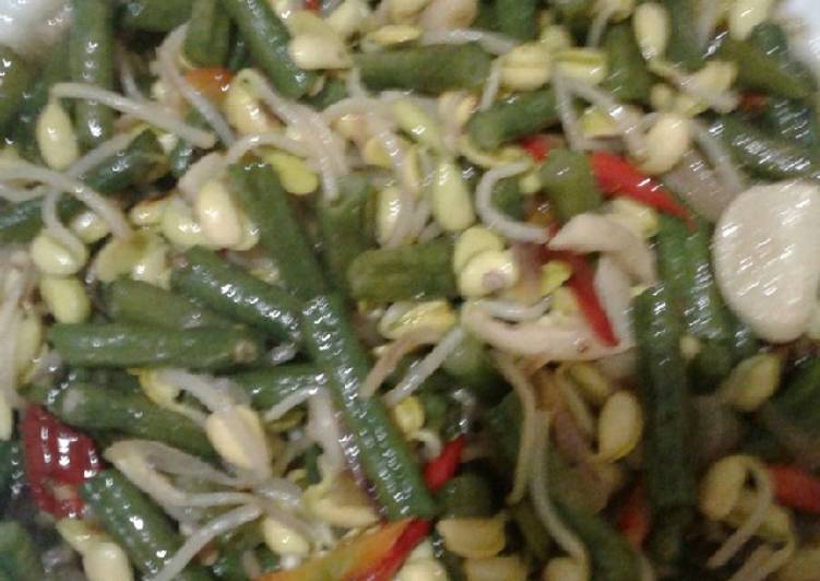 Tumis kacang panjang &cambah kedelai