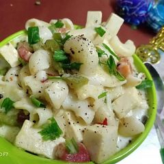A picture of White sauce paneer pasta.