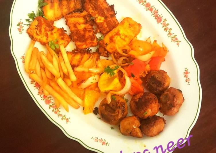 Recipe of Quick Grilled Paneer and Mushrooms