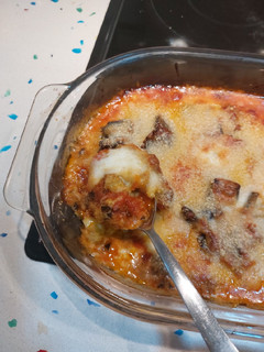 Una foto de Parmiggiana de berenjenas express