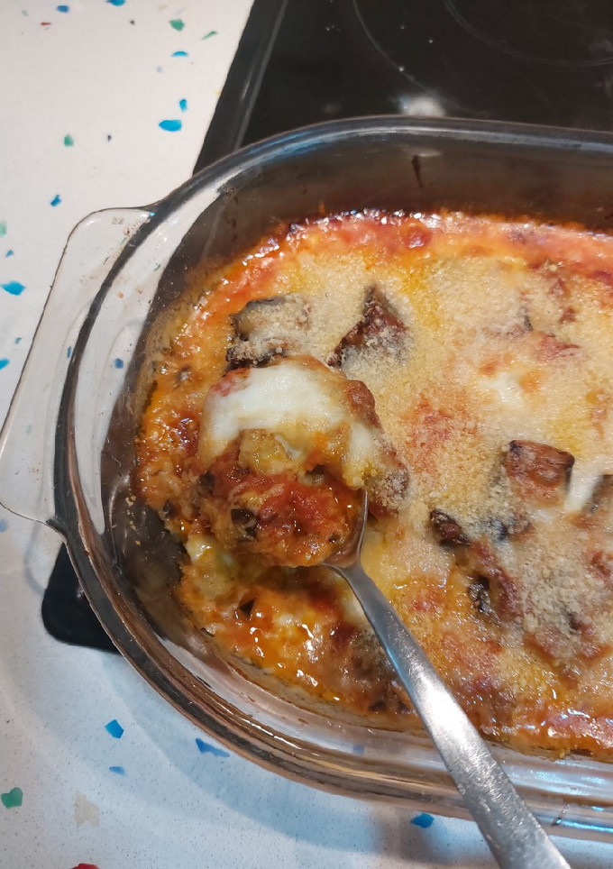 Una foto de Parmiggiana de berenjenas express