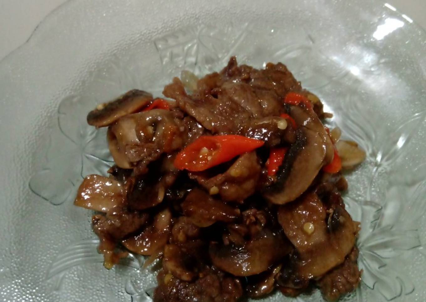 Sapi - Jamur Kancing Oseng Saos Tiram