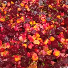 A picture of Beetroot Salad with Corn and Pomegranate.