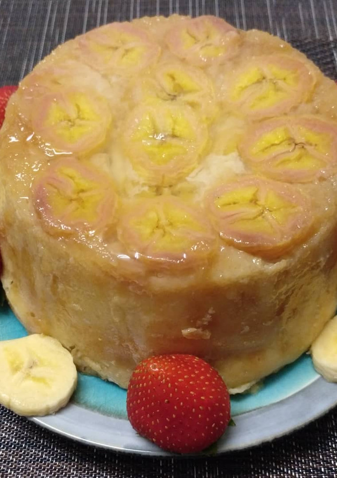 Una foto de Flan de bizcochos con plátano