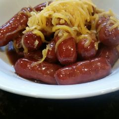 A picture of Brads bourbon, brown sugar, BBQ little smokies.