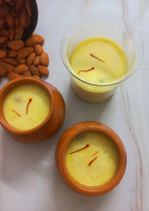 A picture of Saffron and dry fruits Milk.