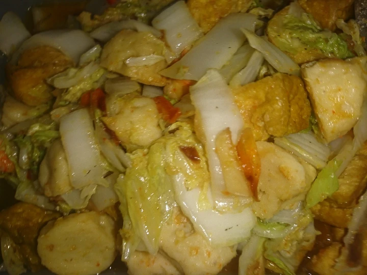 Langkah Gampang Menyiapkan Resep Tumis sawi putih, udang, tahu &amp;amp; bakso ayam yang Bikin Ngiler Anti Ribet, Bikin Ngiler