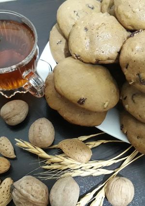 عکسی از دستور کوکی گردو و کشمش