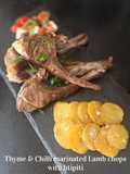 Lamb cutlets with thyme, chilli & Greek htipiti