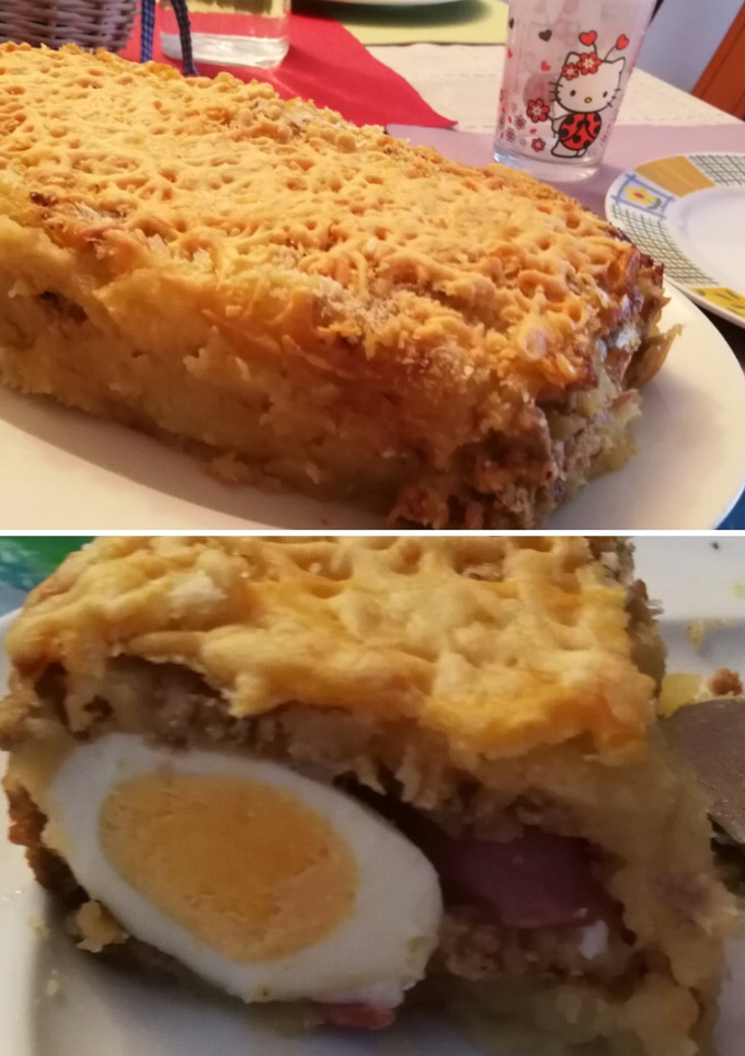 Una foto de Pastel de carne y patata con sus compis de nevera