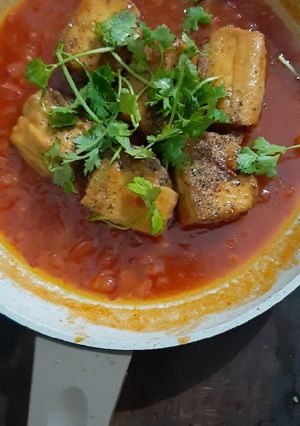 Hình của món Đậu hủ dồn thịt sốt cà chua.