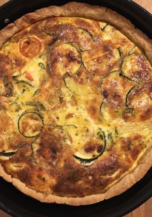 A picture of Zucchini & Cherry Tomatoes Quiche.