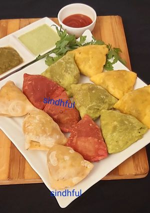A picture of Multicolor Samosas..Healthy version.