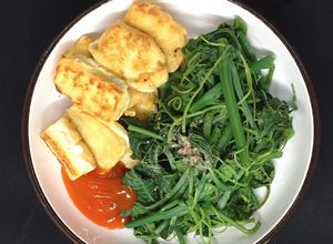 Hình của món [Giảm cân #D_13] Đậu hũ chiên + đọt su luộc (244calo).