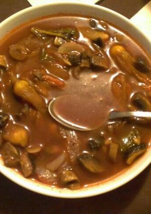 Una foto de Sopa de champiñones picante