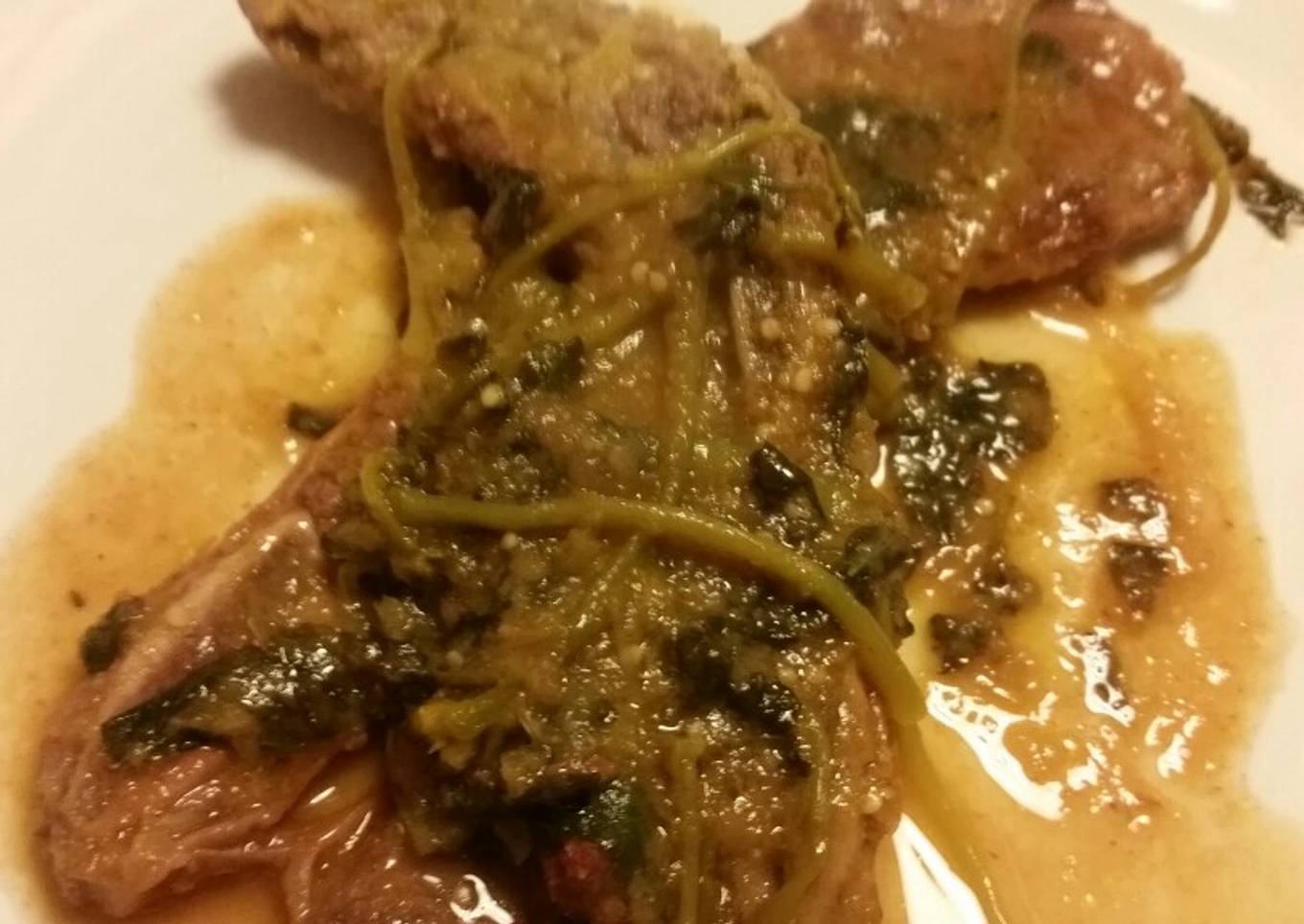 Costillas de Res con Chile y Verdolagas a mi manera