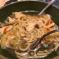 Super-soothing chicken noodle soup A picture of Super-soothing chicken noodle soup.