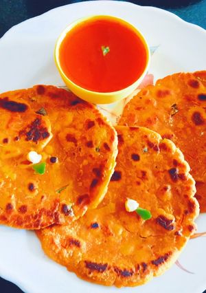 A picture of Healthy tasty unique jowar flour and Sattu flour vegetable paratha.