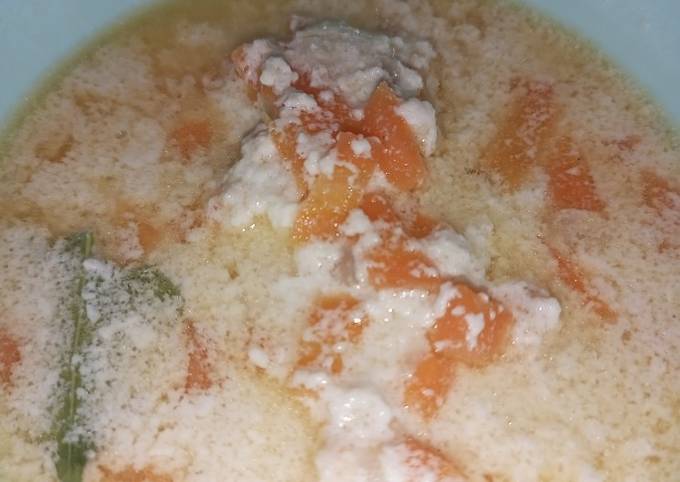 Cara Gampang Membuat Mpasi 1+ (udang puyuh wortel kuah santan) yang Menggugah Selera