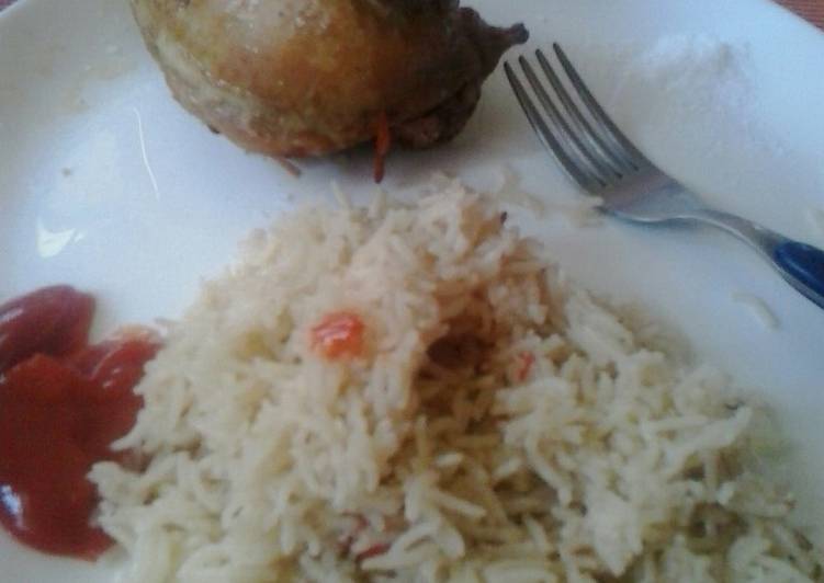 Steps to Make Homemade Boiled rice,and fried chicken