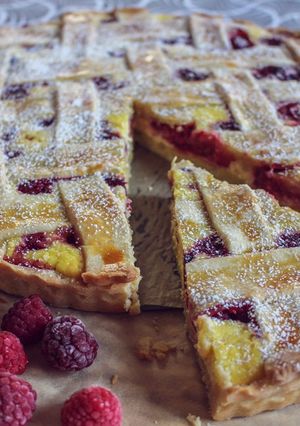 Túrós-málnás pite recept fotója