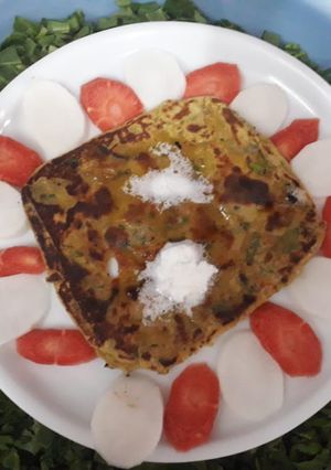 A picture of Parantha of leftover daal.