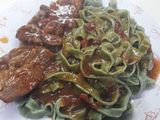 Fideos caseros de acelga y de zapallo anco
