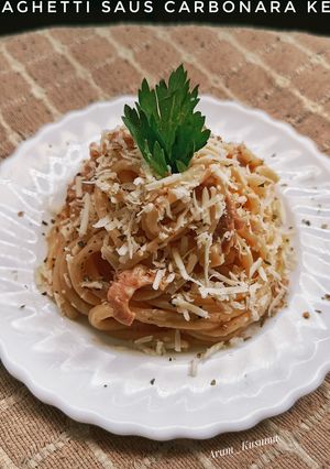Foto resep Spaghetti Saus Carbonara Keju Simpel