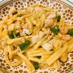 A picture of Bell Pepper Seafood Pasta.