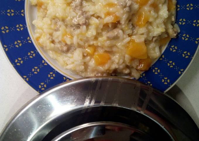 Ricetta di Premiato Risotto con zucca e salsiccia con il coperchio Magik cooker