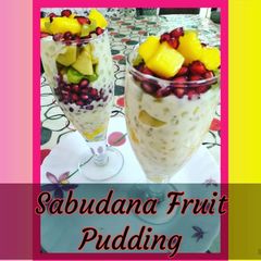 A picture of Sabudana sago fruit pudding.