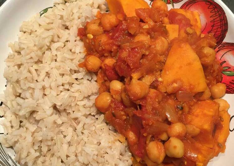 Steps to  Sweet Potato &amp; Chickpea Curry -Vegan