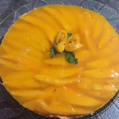 A picture of Mango custard cake.