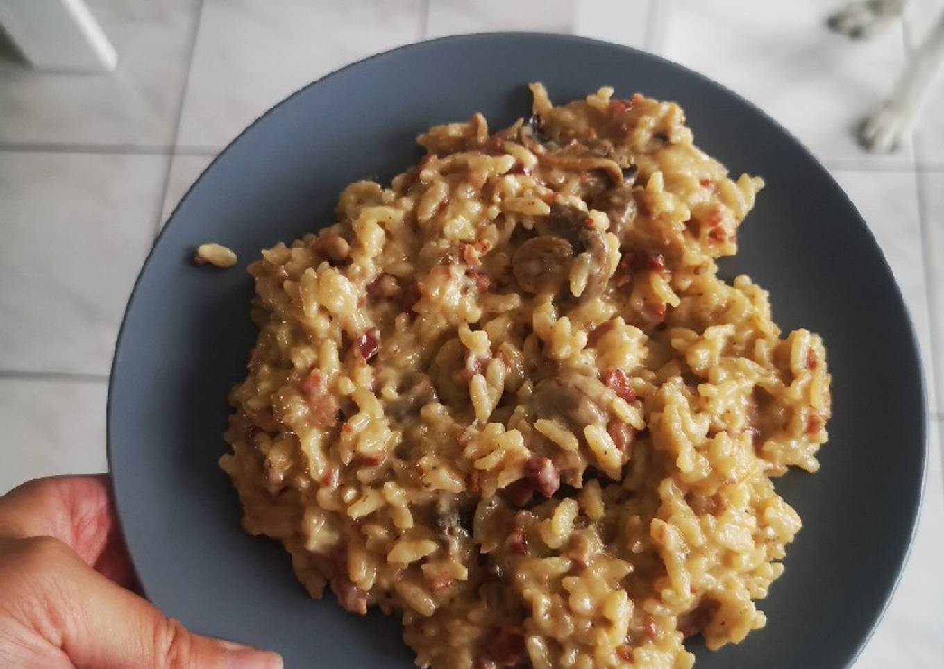 Risotto lardons champignons