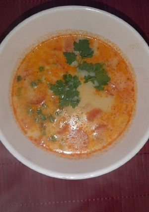 Zöldségleves tejjel, rizzsel recept fotója