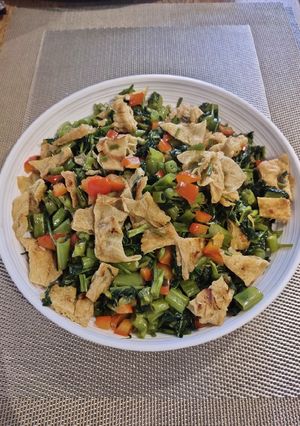 A picture of Sauteed Kangkong (Water Spinach).