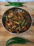 Green garlic, green chilli ginger pickle